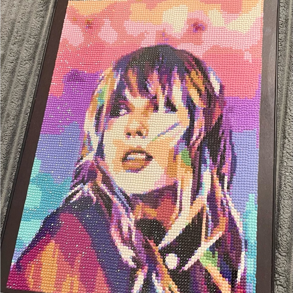 Framed Finished Diamond Art Taylor Swift Painting, Size 11x14in.
